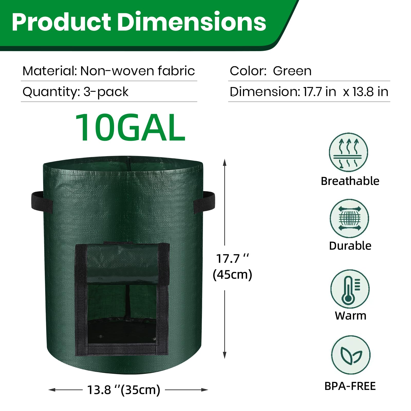 10 Gallon Potato Grow Bags with Harvest Window