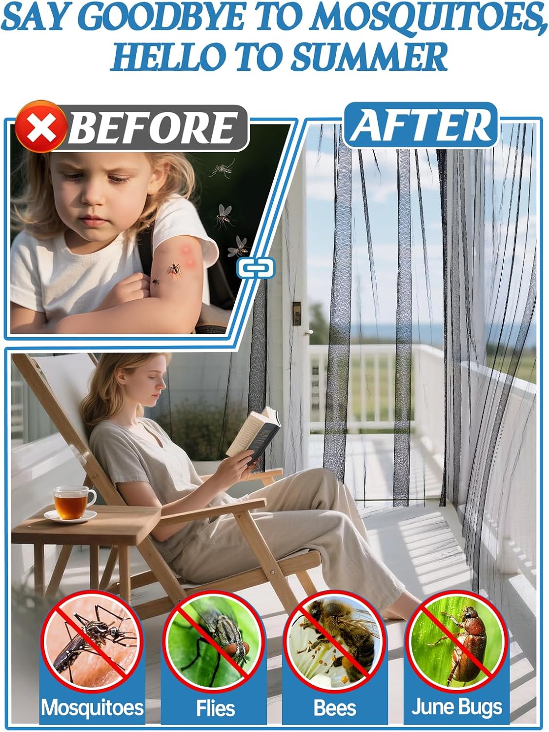 Summer Mosquito Protection Net – Breathable Anti-Bug Mesh Screen for Patios, Balconies, Gardens & Outdoor Spaces 🦟☀️