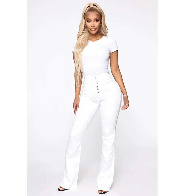 🔥🔥Button Fly Booty Shaping High Waist Flare Jeans