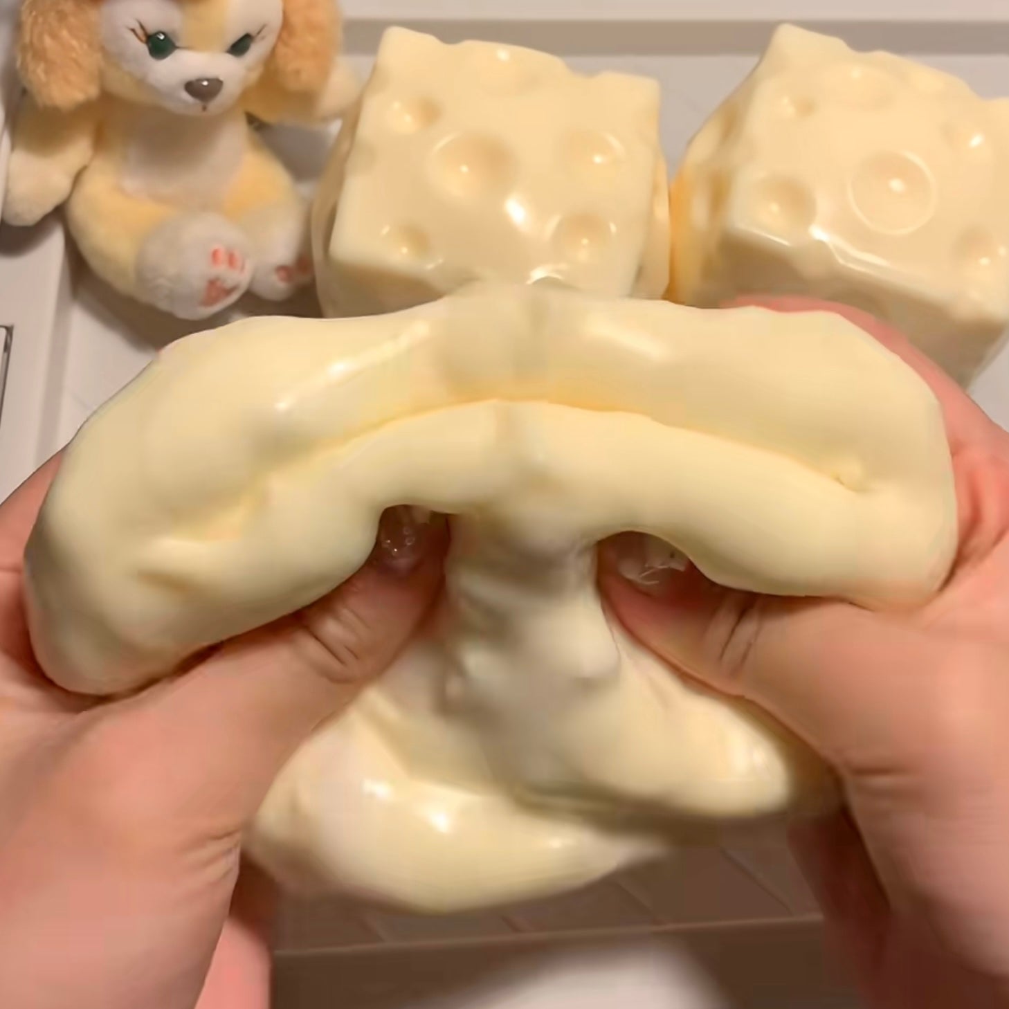 Crunchy Savory Yellow Cheese Cube Stress Ball Fidget Toy