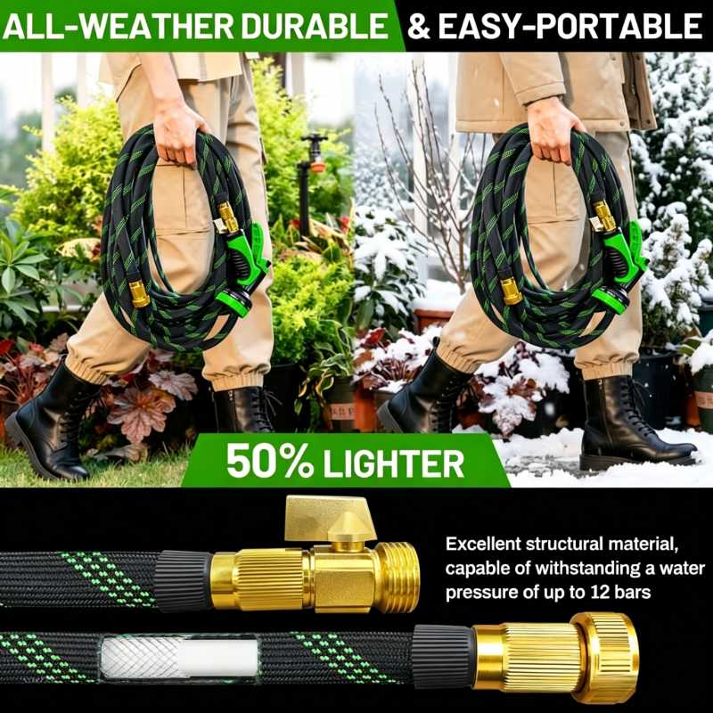 💦 Ultra-Flexible Expanding Water Hose – Kink-Free 3X Stretch Garden Hose with Multi-Function Spray Gun