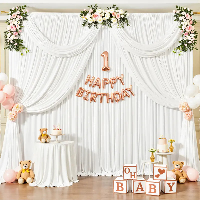 ✨ Elegant Backdrop Curtains – Soft Polyester Drapes for Wedding, Party & Home Decoration (Easy Setup & Reusable)
