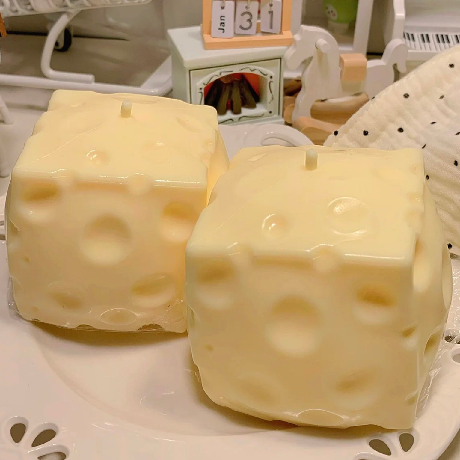 Crunchy Savory Yellow Cheese Cube Stress Ball Fidget Toy