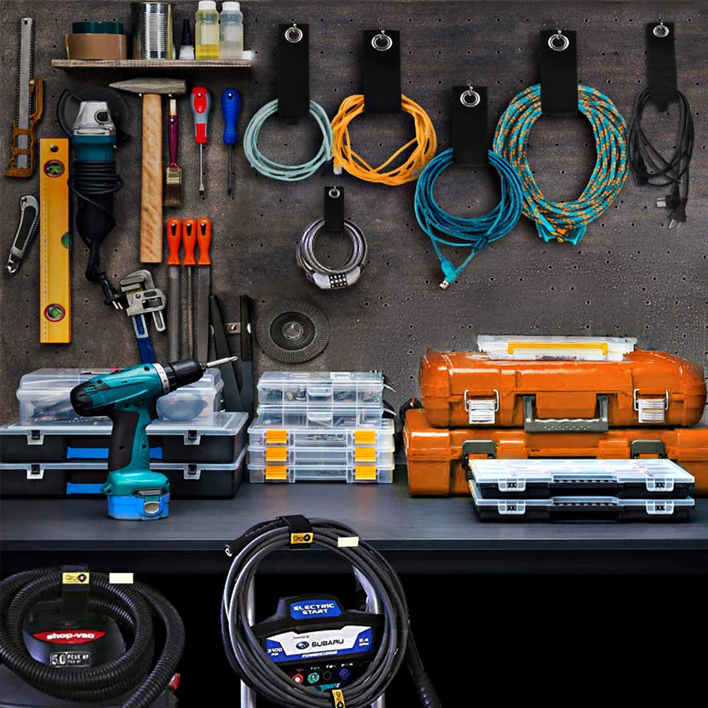 Heavy-Duty 12-Pack Extension Cord Organizer Straps – Adjustable Hook & Loop Cable Storage for Garage, RV, Workshop, Garden Hoses & Tools (Tangle-Free Space Saver, Indoor & Outdoor Use)