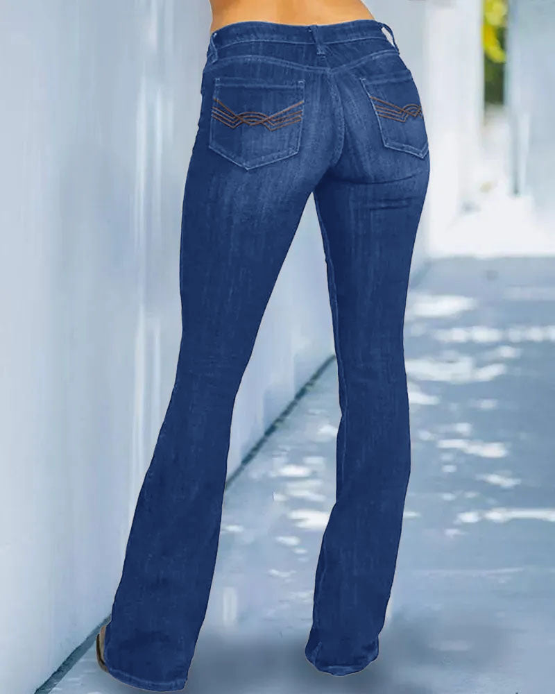 2023 Vintage Mid Waist Flare Jeans