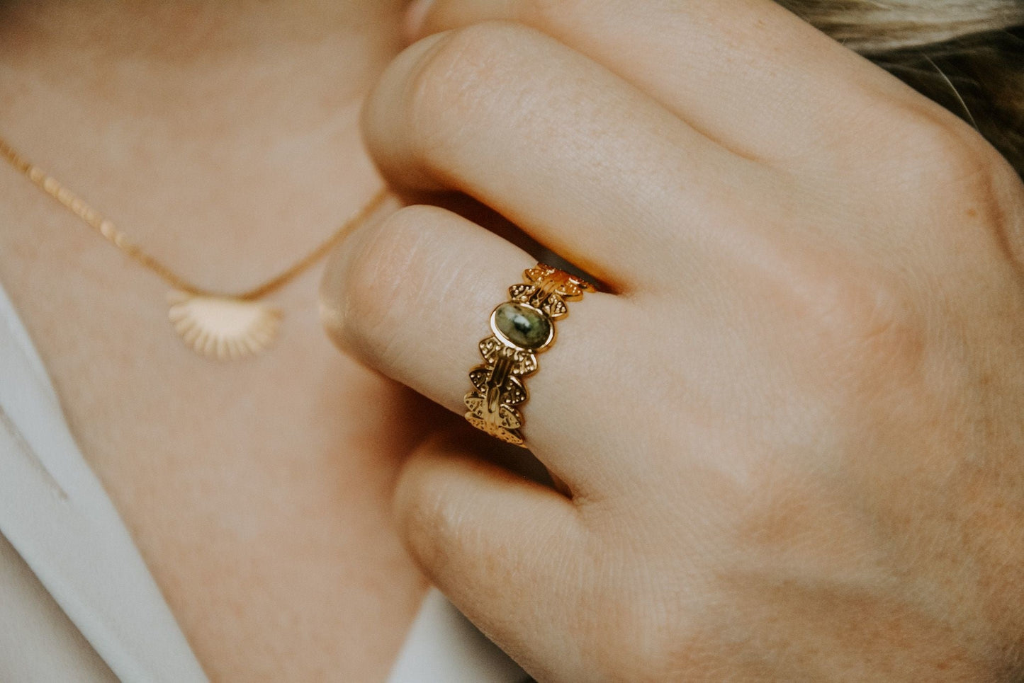 Didi - Ring - Natural Stone - Stainless steel - Adjustable