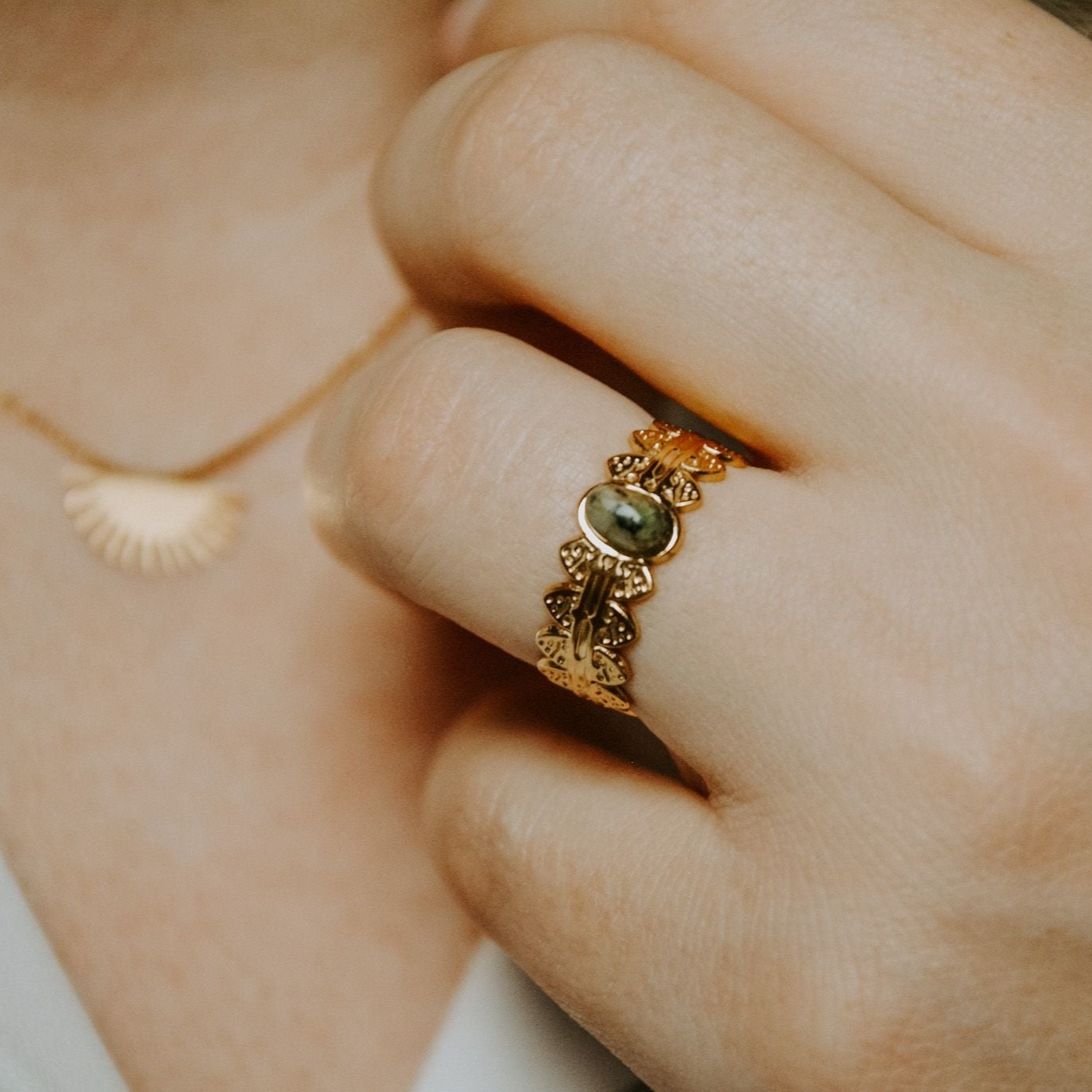 Didi - Ring - Natural Stone - Stainless steel - Adjustable