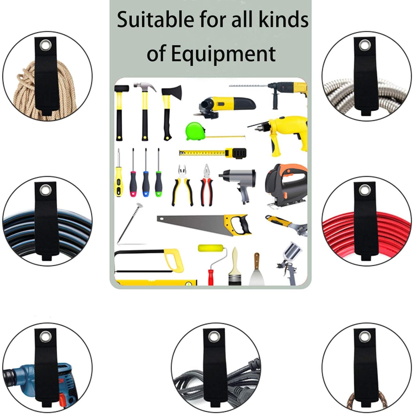 Heavy-Duty 12-Pack Extension Cord Organizer Straps – Adjustable Hook & Loop Cable Storage for Garage, RV, Workshop, Garden Hoses & Tools (Tangle-Free Space Saver, Indoor & Outdoor Use)