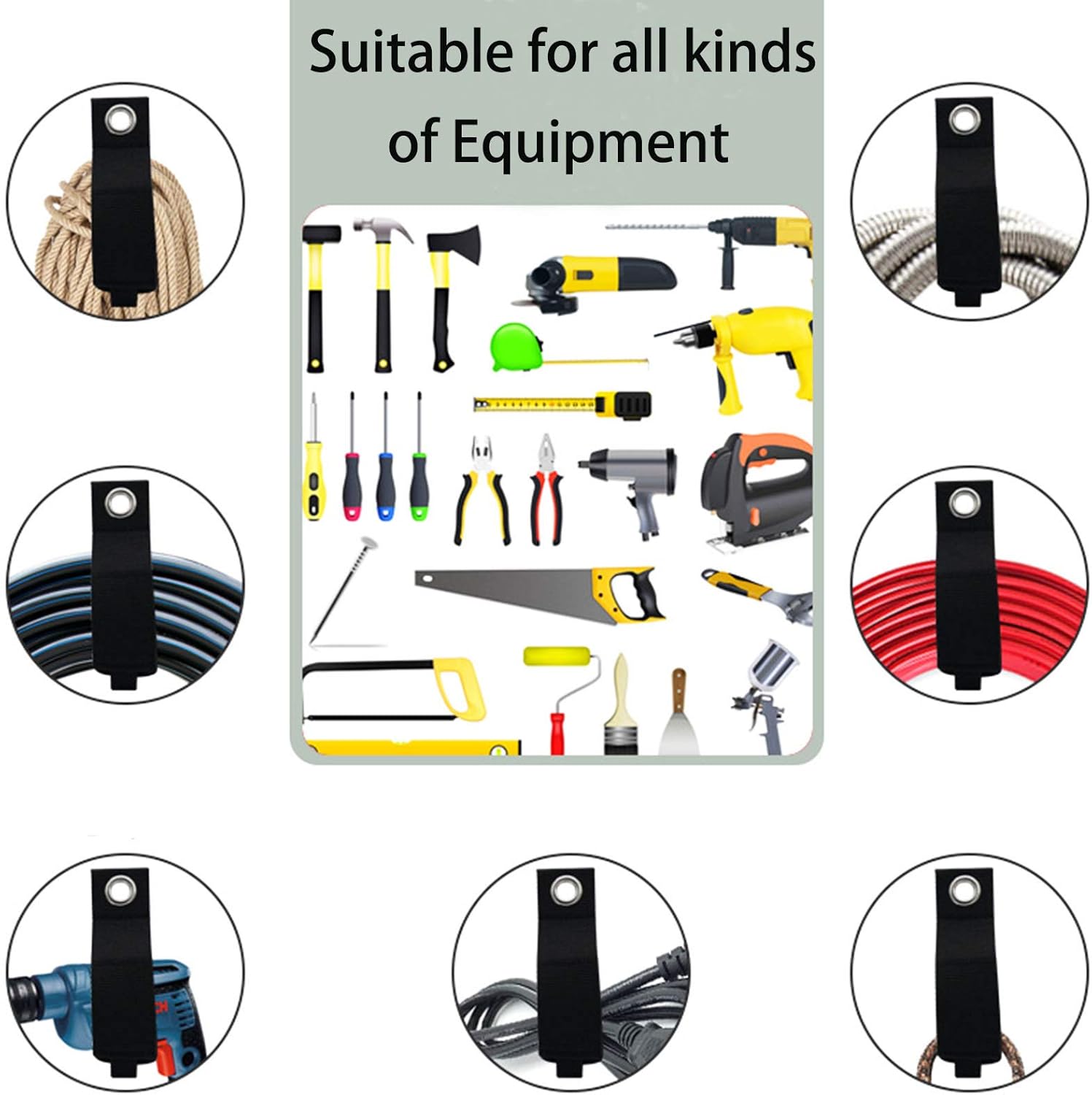 Heavy-Duty 12-Pack Extension Cord Organizer Straps – Adjustable Hook & Loop Cable Storage for Garage, RV, Workshop, Garden Hoses & Tools (Tangle-Free Space Saver, Indoor & Outdoor Use)