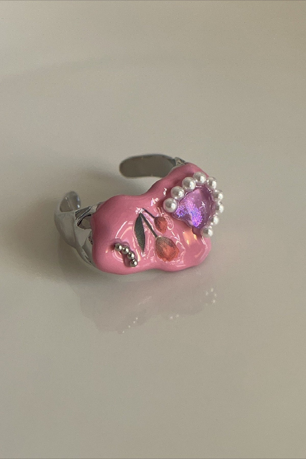 Enamel Oil Macaron Open Metal Ring