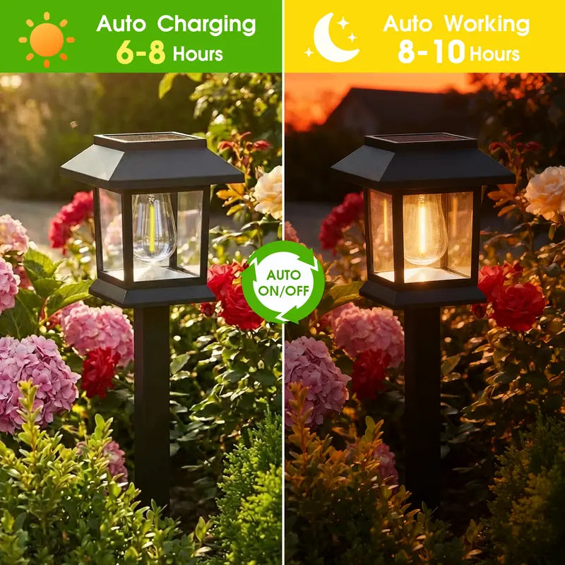 ✨12PCS Solar Pathway Lights – Warm White Waterproof Outdoor Garden Lighting