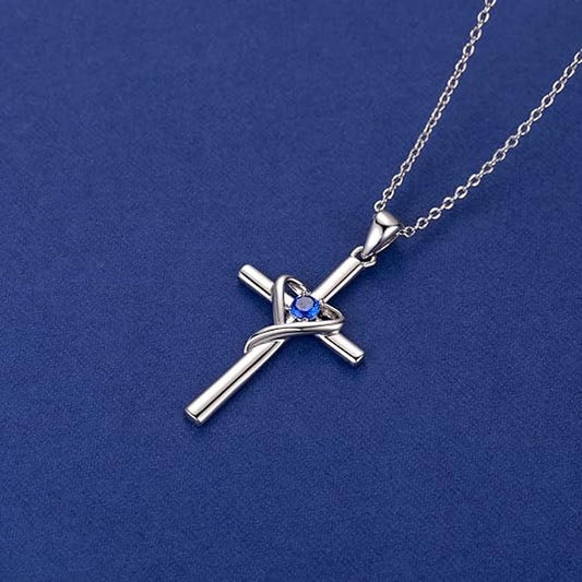Sapphire Cross Necklace
