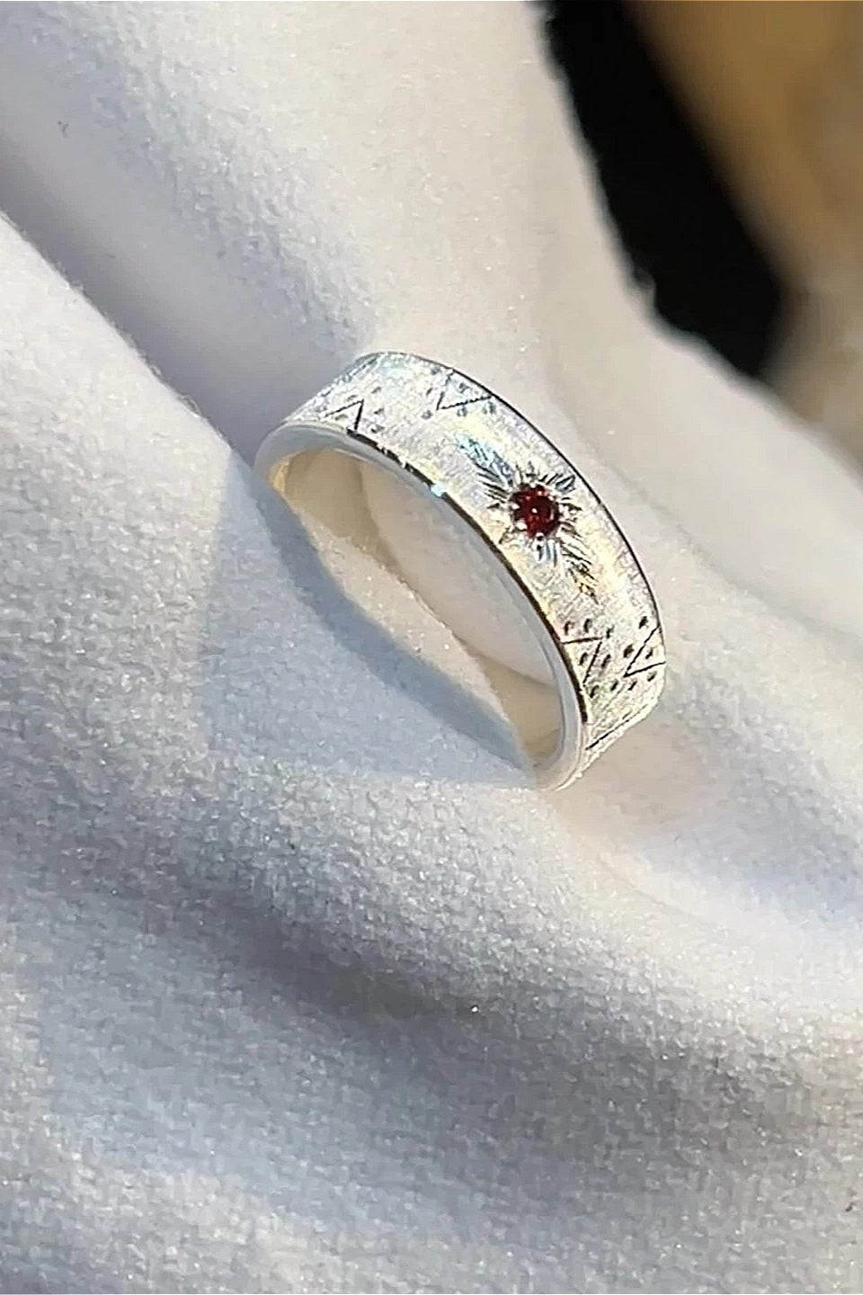 Brushed Cross White Zircon Gothic Open Ring