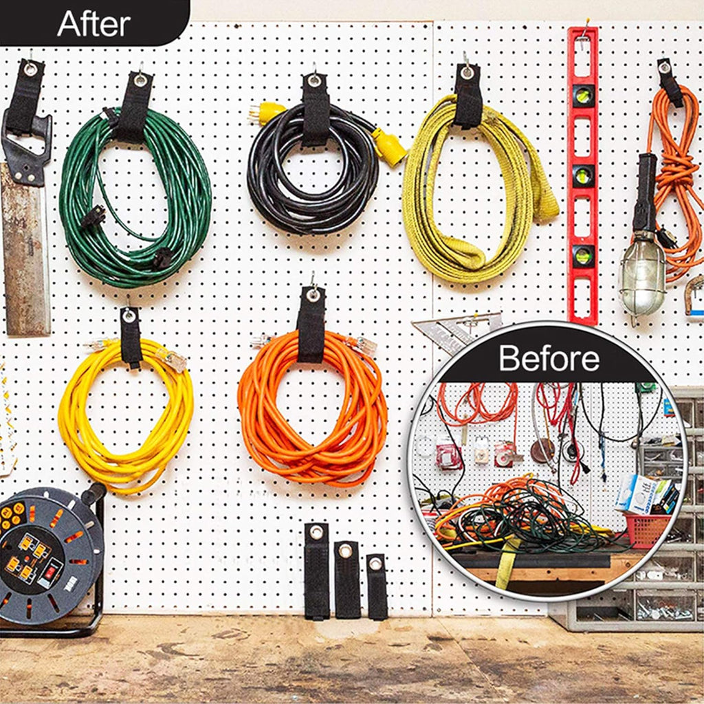 Heavy-Duty 12-Pack Extension Cord Organizer Straps – Adjustable Hook & Loop Cable Storage for Garage, RV, Workshop, Garden Hoses & Tools (Tangle-Free Space Saver, Indoor & Outdoor Use)
