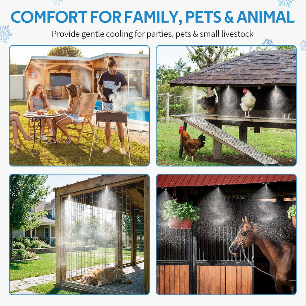 🌿 Outdoor Mist Cooling System – 360° Backyard & Garden Spray Zone Maker