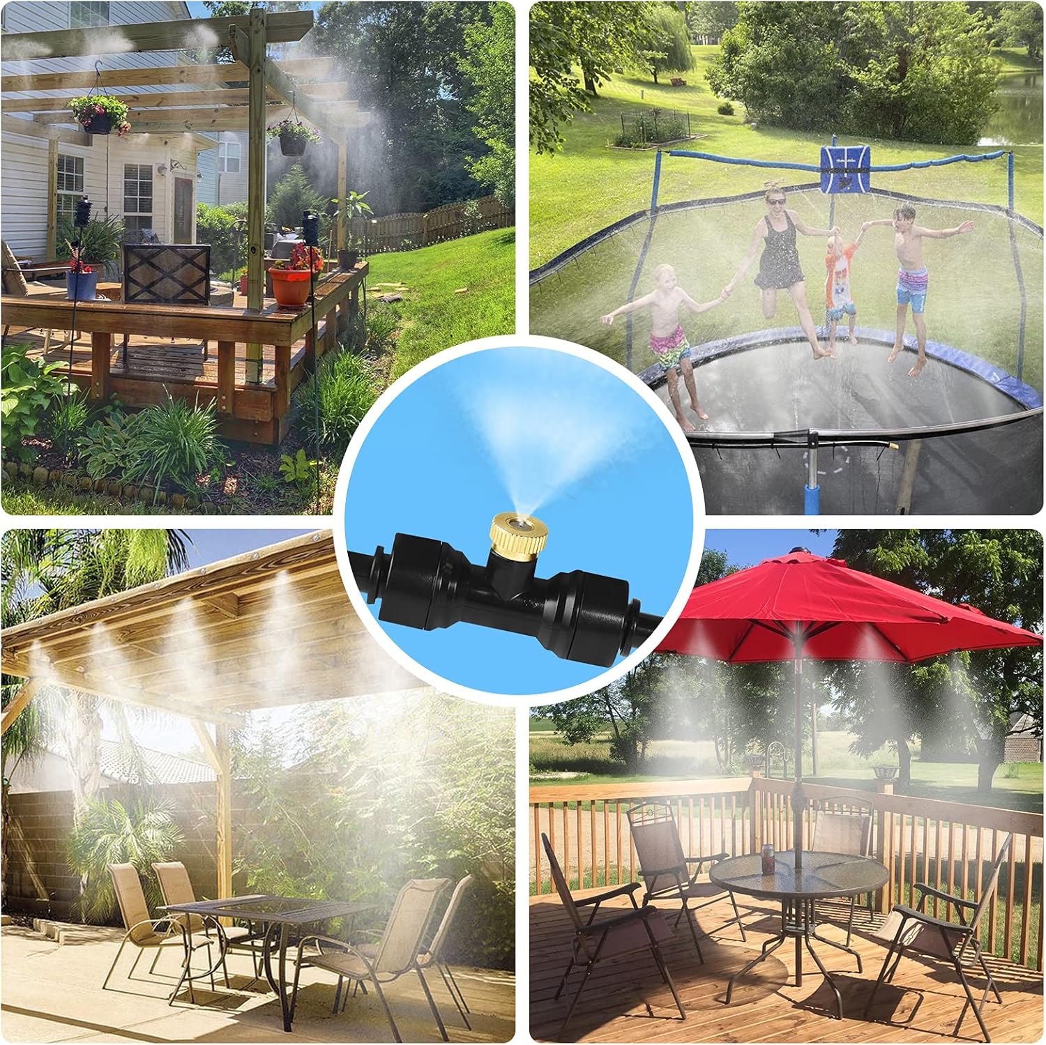 🌿 Outdoor Mist Cooling System – 360° Backyard & Garden Spray Zone Maker