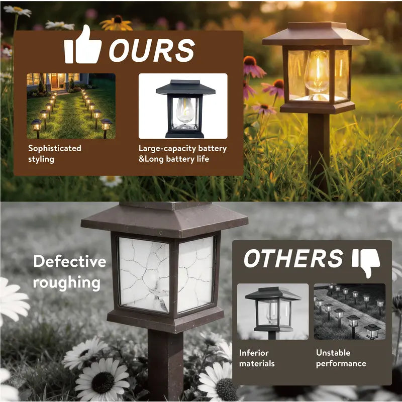 ✨12PCS Solar Pathway Lights – Warm White Waterproof Outdoor Garden Lighting