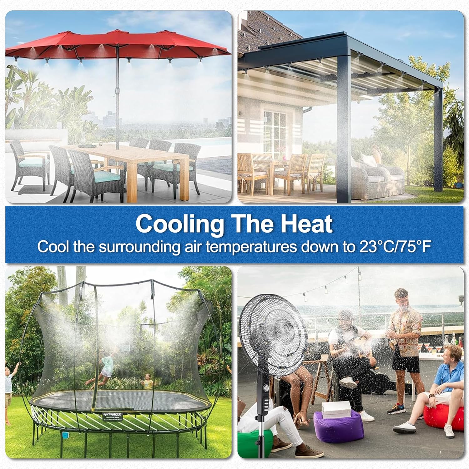 🌿 Outdoor Mist Cooling System – 360° Backyard & Garden Spray Zone Maker