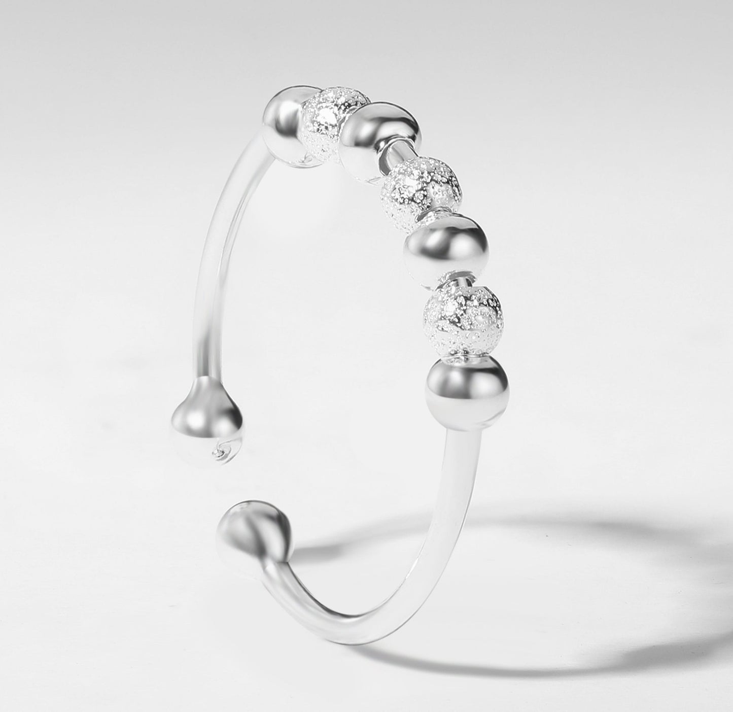 925 Sterling Silver Bead Sliding Worry Ring
