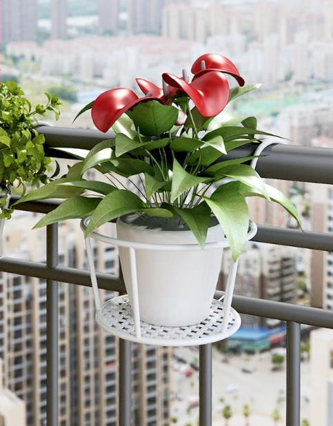 🌿 No-Drill Hanging Plant Stand – Strong Metal Balcony Railing Flower Holder (Up to 27.5 lbs Load)