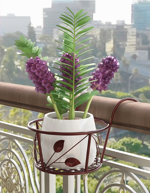🌿 No-Drill Hanging Plant Stand – Strong Metal Balcony Railing Flower Holder (Up to 27.5 lbs Load)