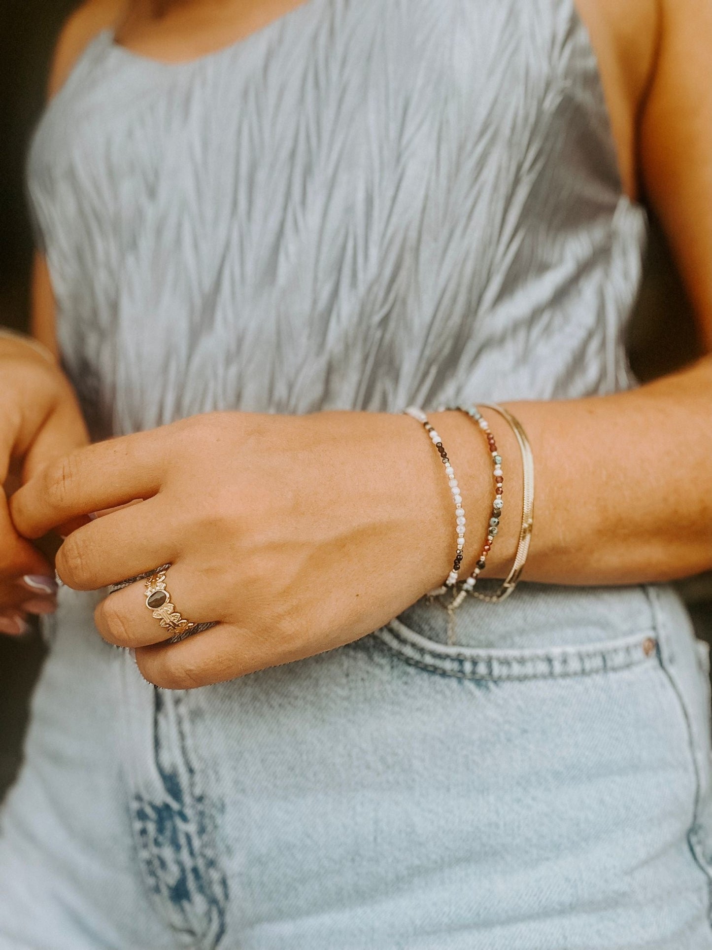 Didi - Ring - Natural Stone - Stainless steel - Adjustable