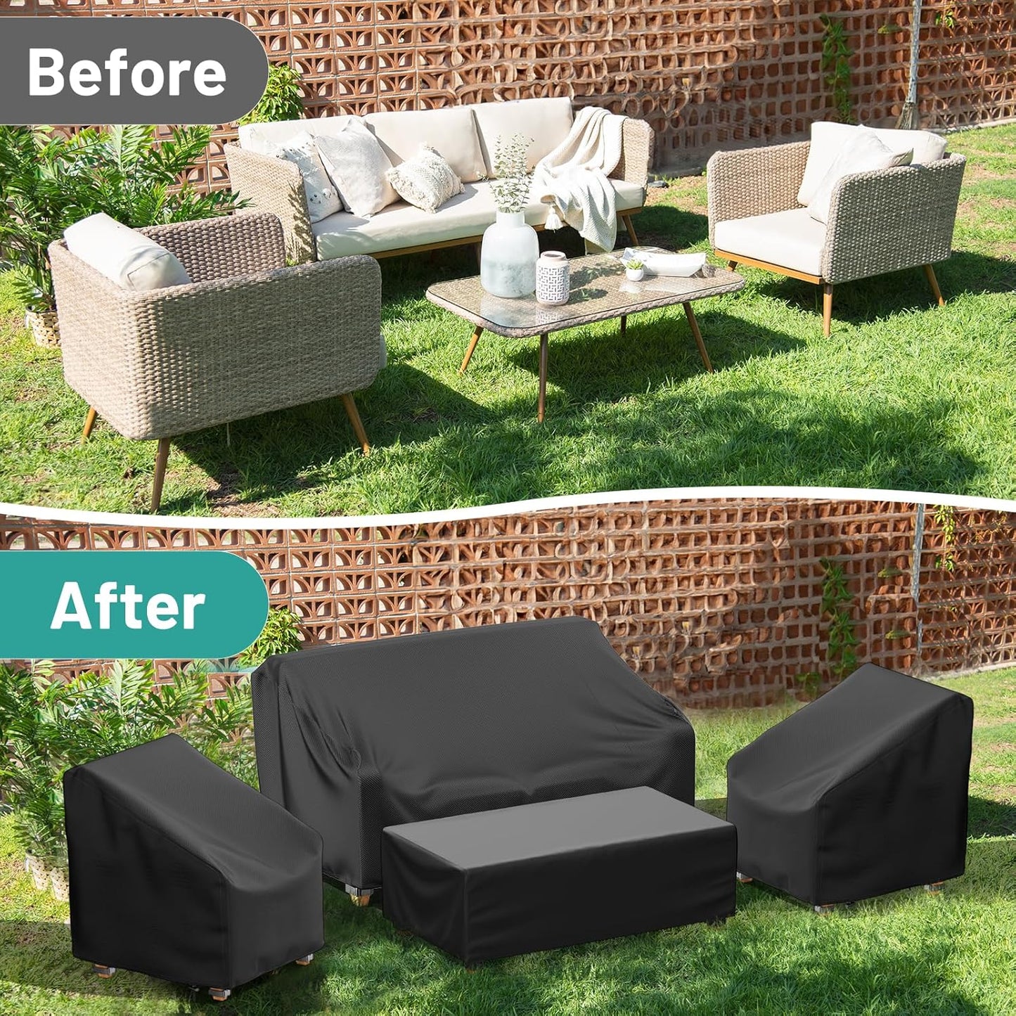 🏡 Funda resistente para muebles de patio – Protección impermeable, UV y resistente al viento