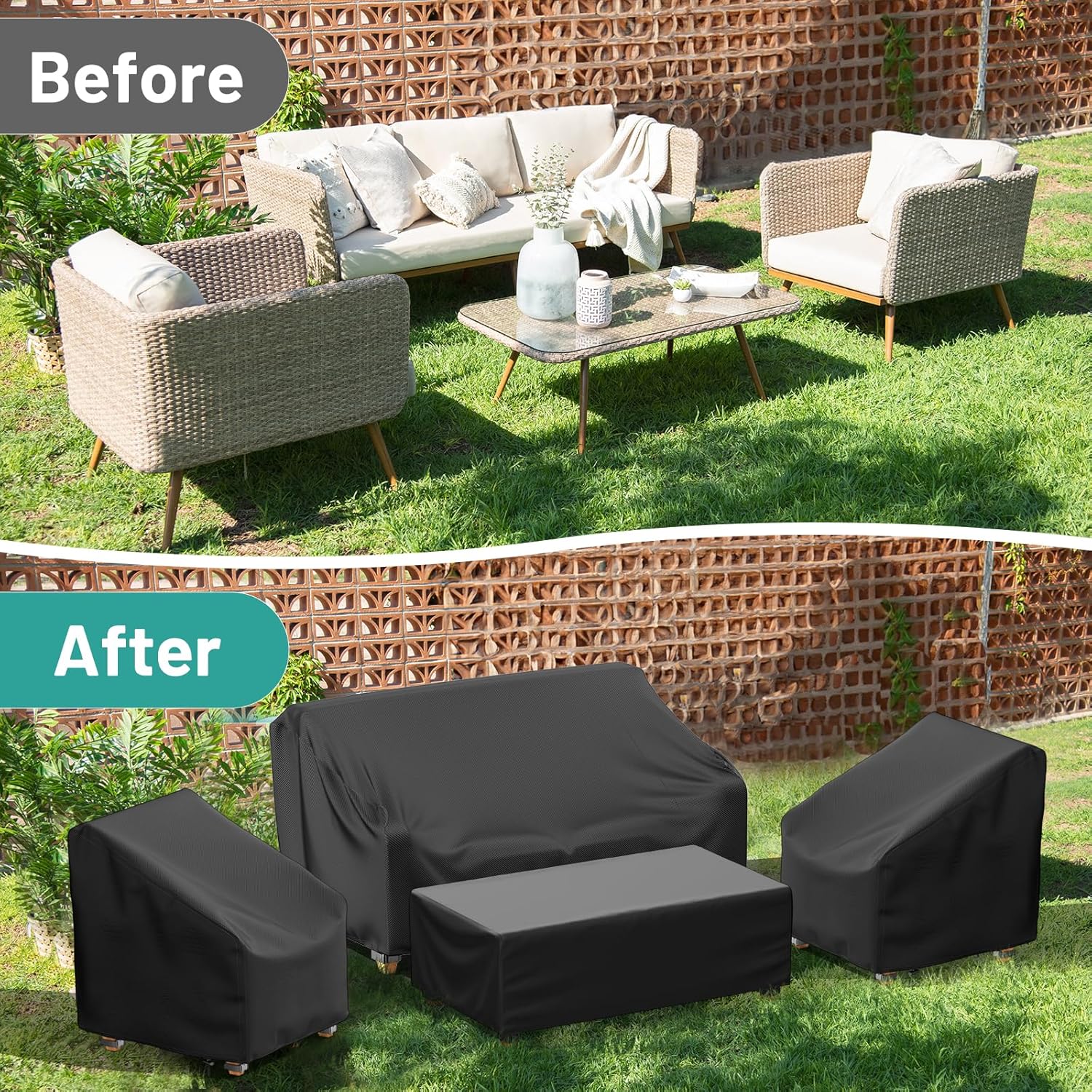 🏡 Heavy-Duty Patio Furniture Cover – Waterproof UV & Wind Resistant Protection