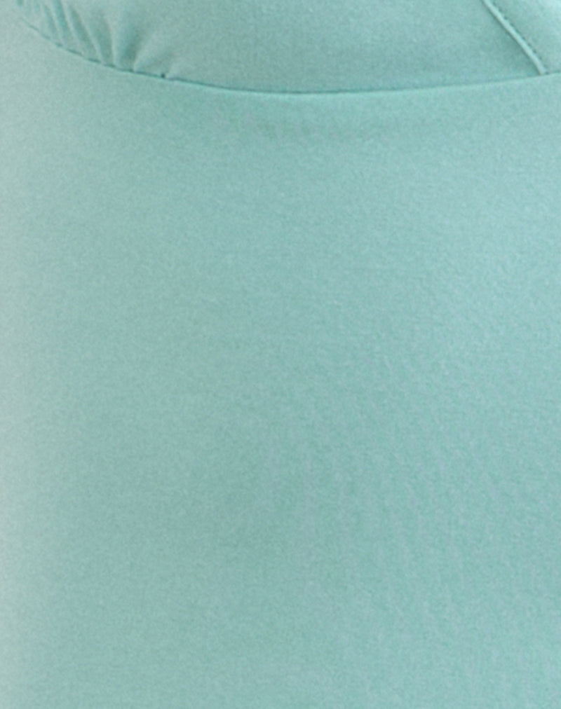 Emberly Plunge Top in Rayon Jersey Aqua