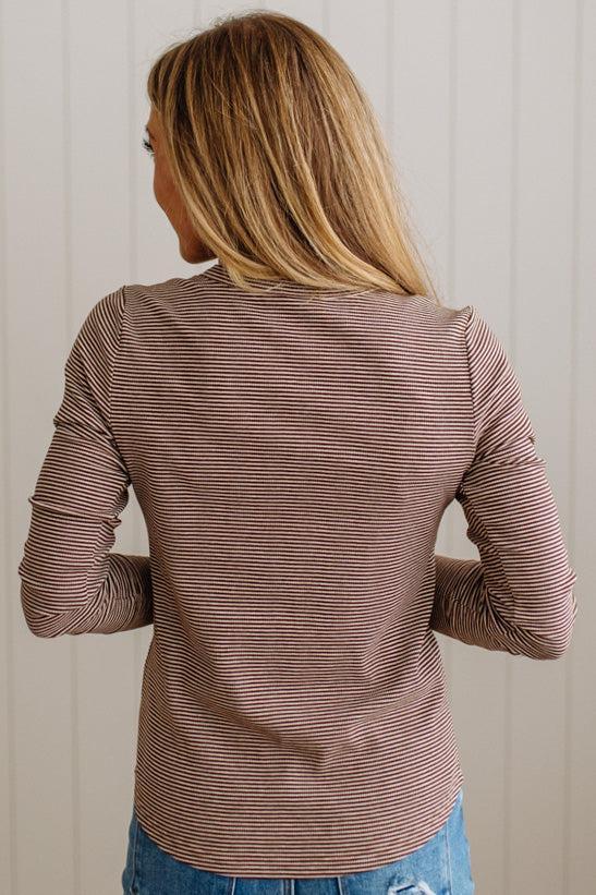 Allie Pinstriped Ribbed Henley