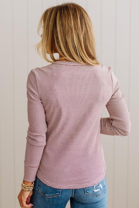 Allie Pinstriped Ribbed Henley