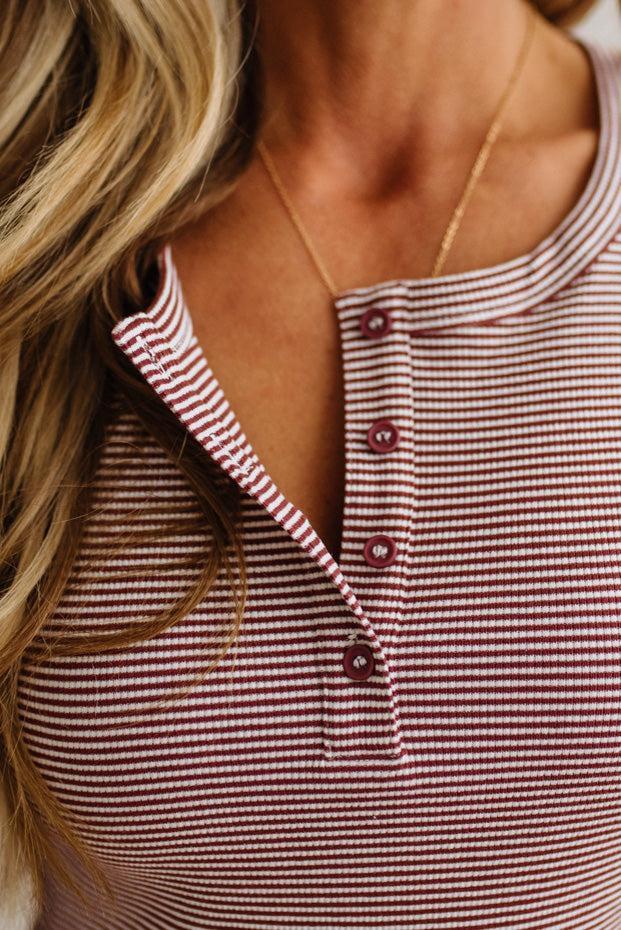 Allie Pinstriped Ribbed Henley