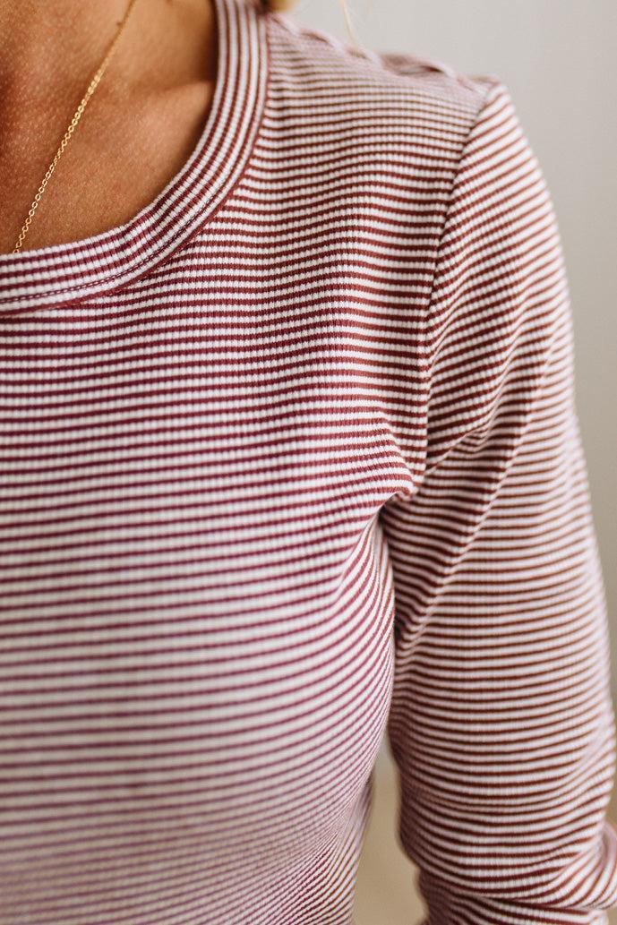 Allie Pinstriped Ribbed Henley