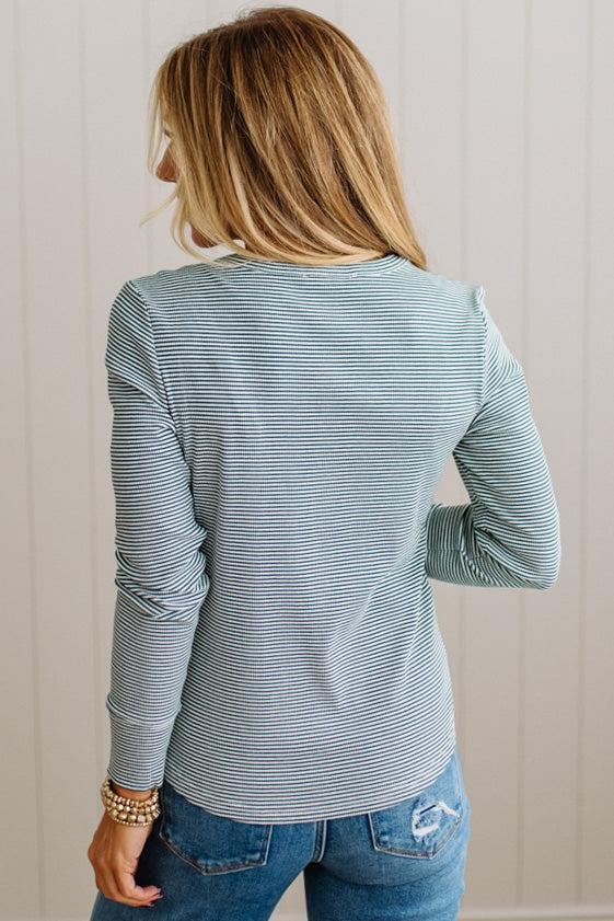 Allie Pinstriped Ribbed Henley
