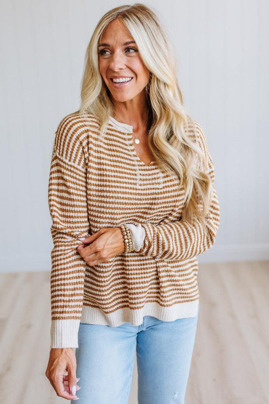 Berkley Split Neck Striped Sweater