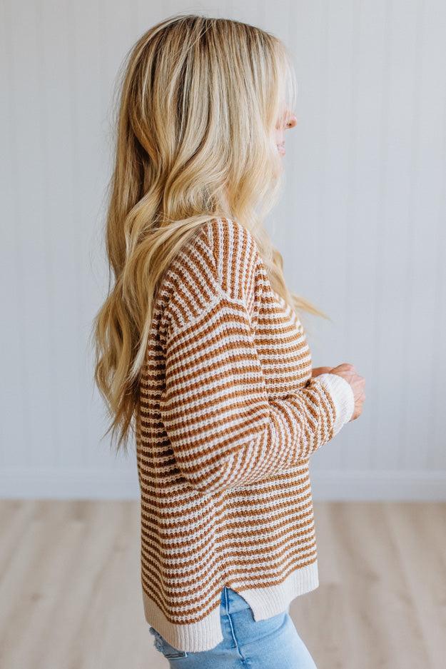 Berkley Split Neck Striped Sweater