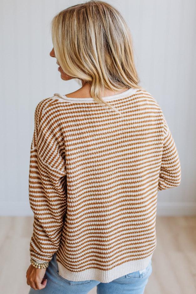 Berkley Split Neck Striped Sweater