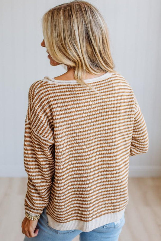 Berkley Split Neck Striped Sweater