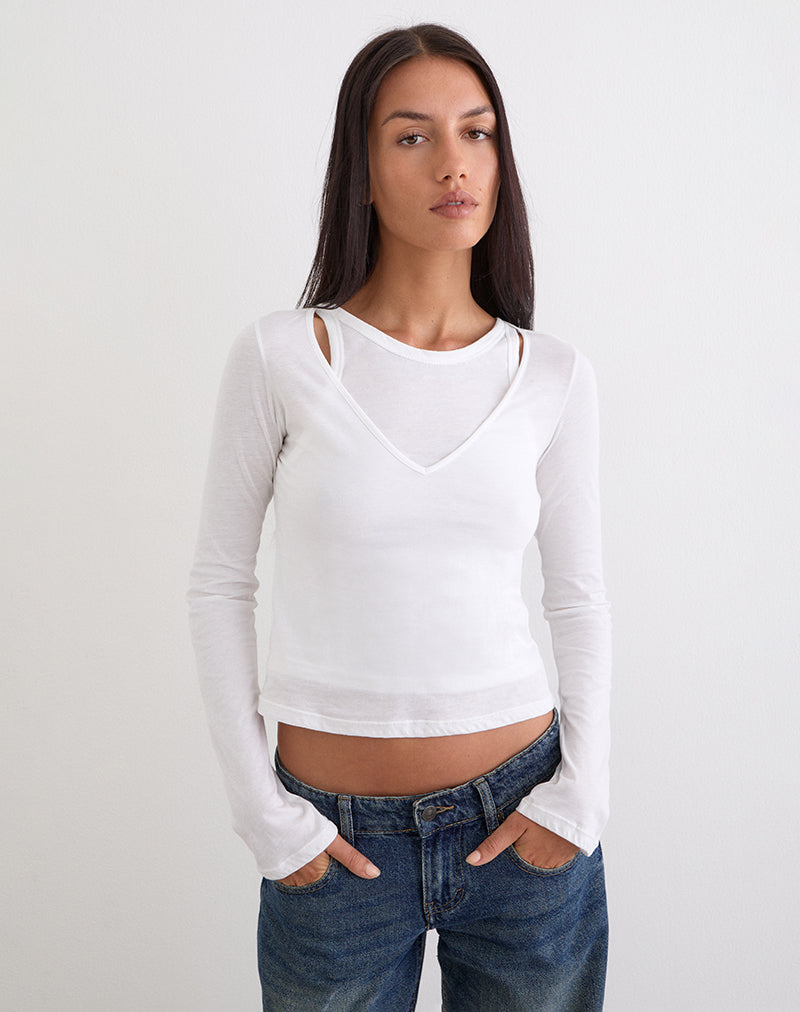 Cak Long Sleeve Top in Tissue Jersey White