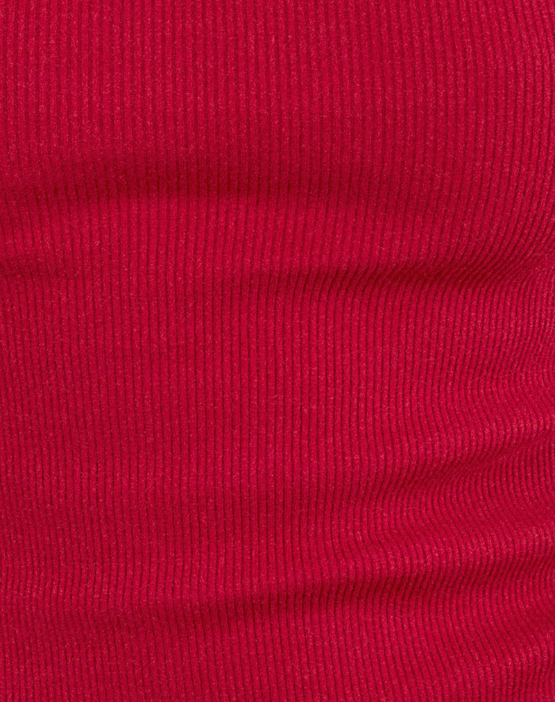 Cariter Racer Vest Top in Ribbed Adrenaline Red