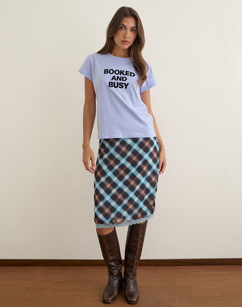 Clio Baggy Tee in Lilac with Booked and Busy Slogan