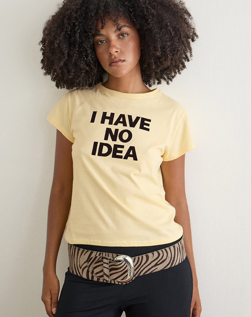 Clio Baggy Tee in Lemon with I Have No Idea Graphic