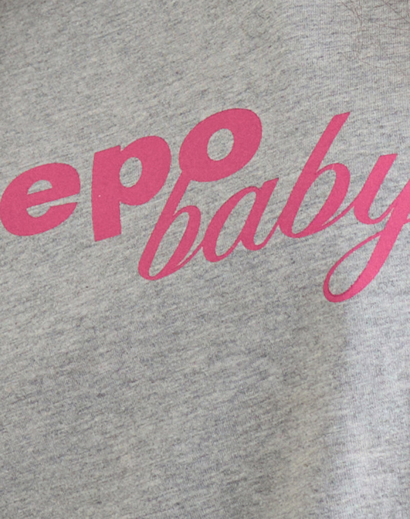 Clio Baggy Tee in Grey Marl with Nepo Baby Graphic