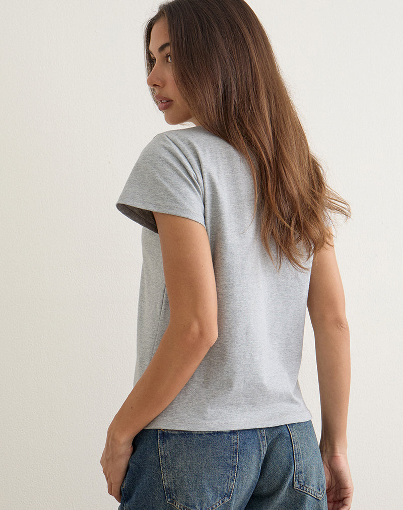 Clio Baggy Tee in Grey Marl with Nepo Baby Graphic