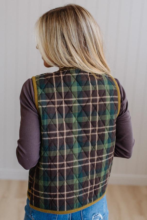Colbie Corduroy Contrast Plaid Vest