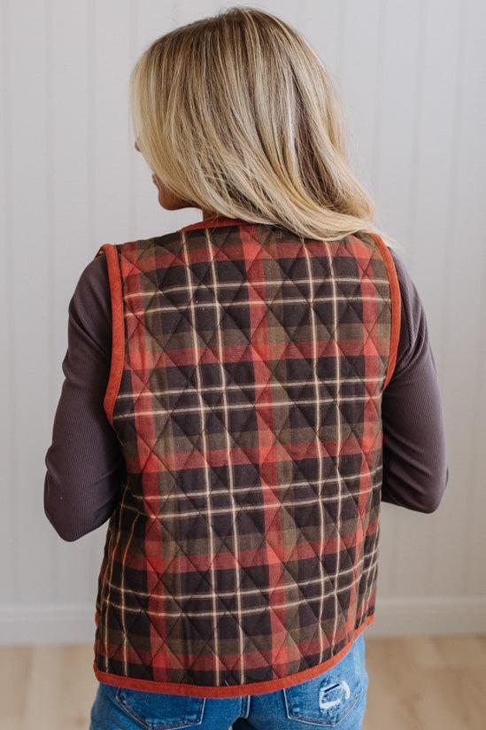 Colbie Corduroy Contrast Plaid Vest