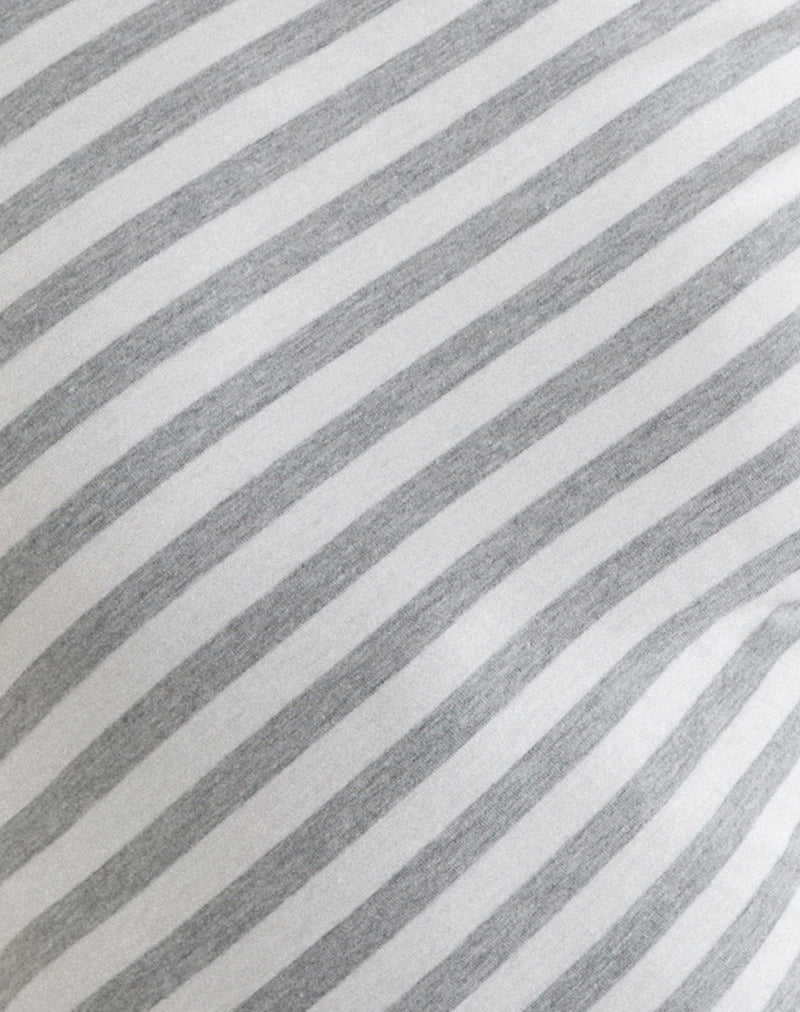 Danama One Shoulder Top in Rayon Jersey Grey and White Stripes