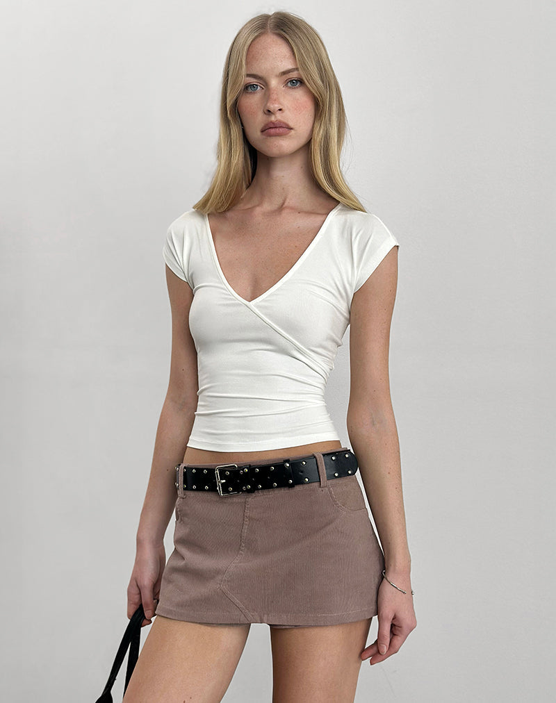 Dolores Wrap Top in Rayon Jersey Ivory