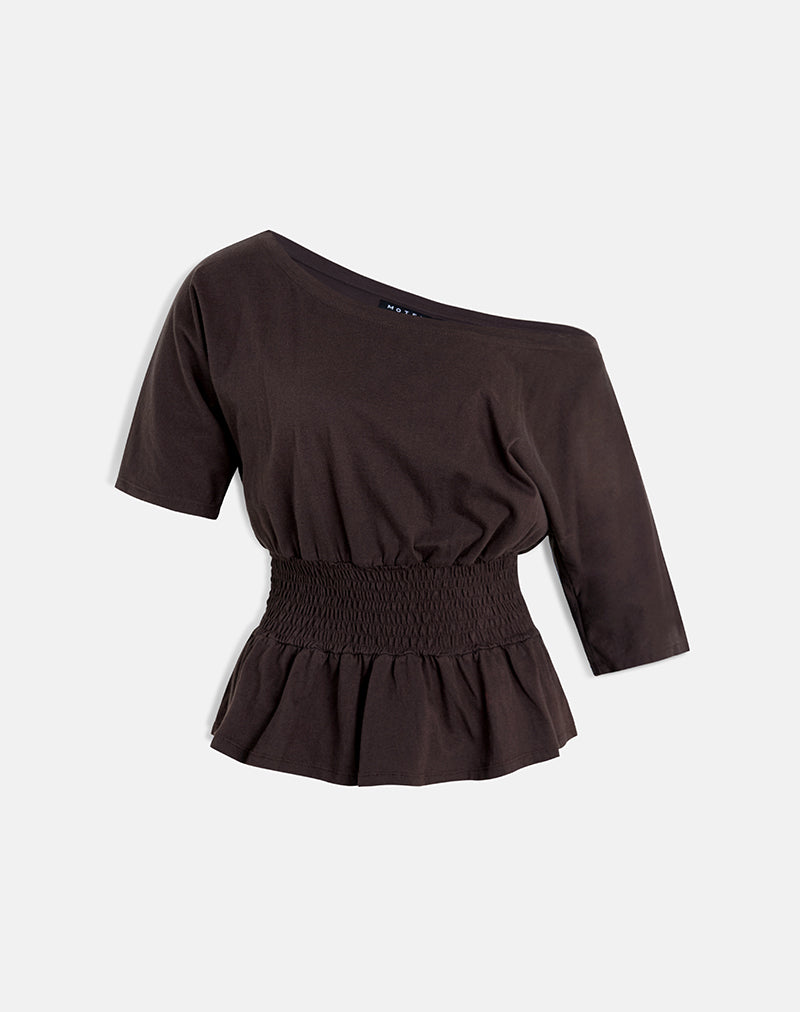 Domani Off the Shoulder Top in Chocolate