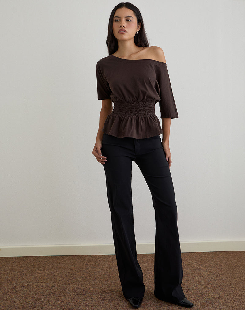Domani Off the Shoulder Top in Chocolate